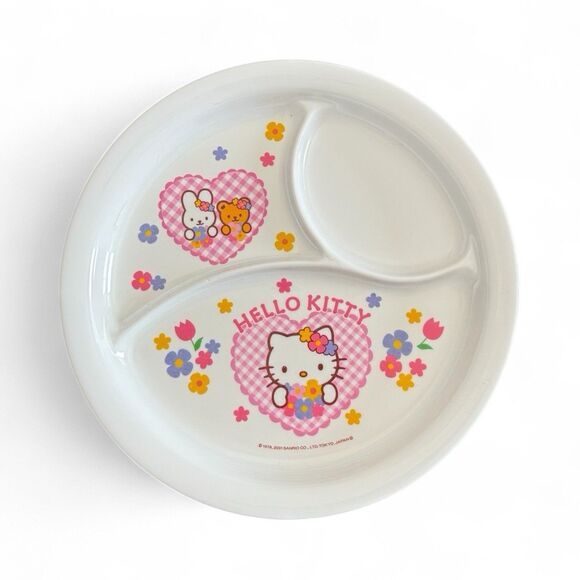 Hello Kitty Melamine Plate - 2001 Vintage Heart Floral Skater Co. Rare Japan - Picture 1 of 3